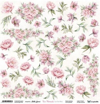 Лист для вырезания The Nice Moments Flowers, 30,5x30,5 см, плотность 250 гр. Scrap and me